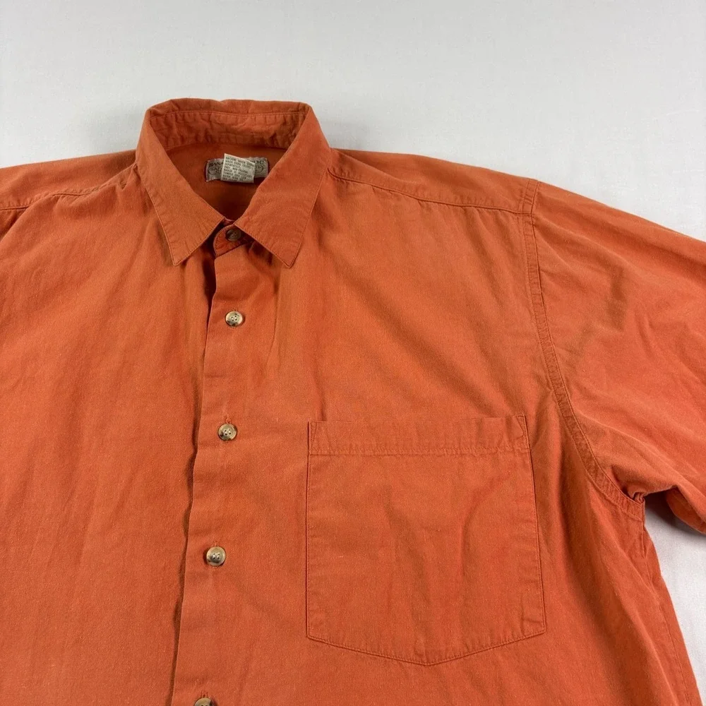 Vintage Banana Republic Safari Shirt‎ Mens Medium Orange Button Up Travel Camp